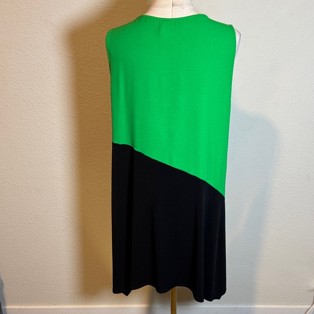 NWT IC Collection Green & Black Colorblock Sleeveless Zipper Dress size Medium - Picture 6 of 15